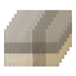Set of 6 Heat-Resistant Non-Slip Table Mats 18x12 inch Grey White